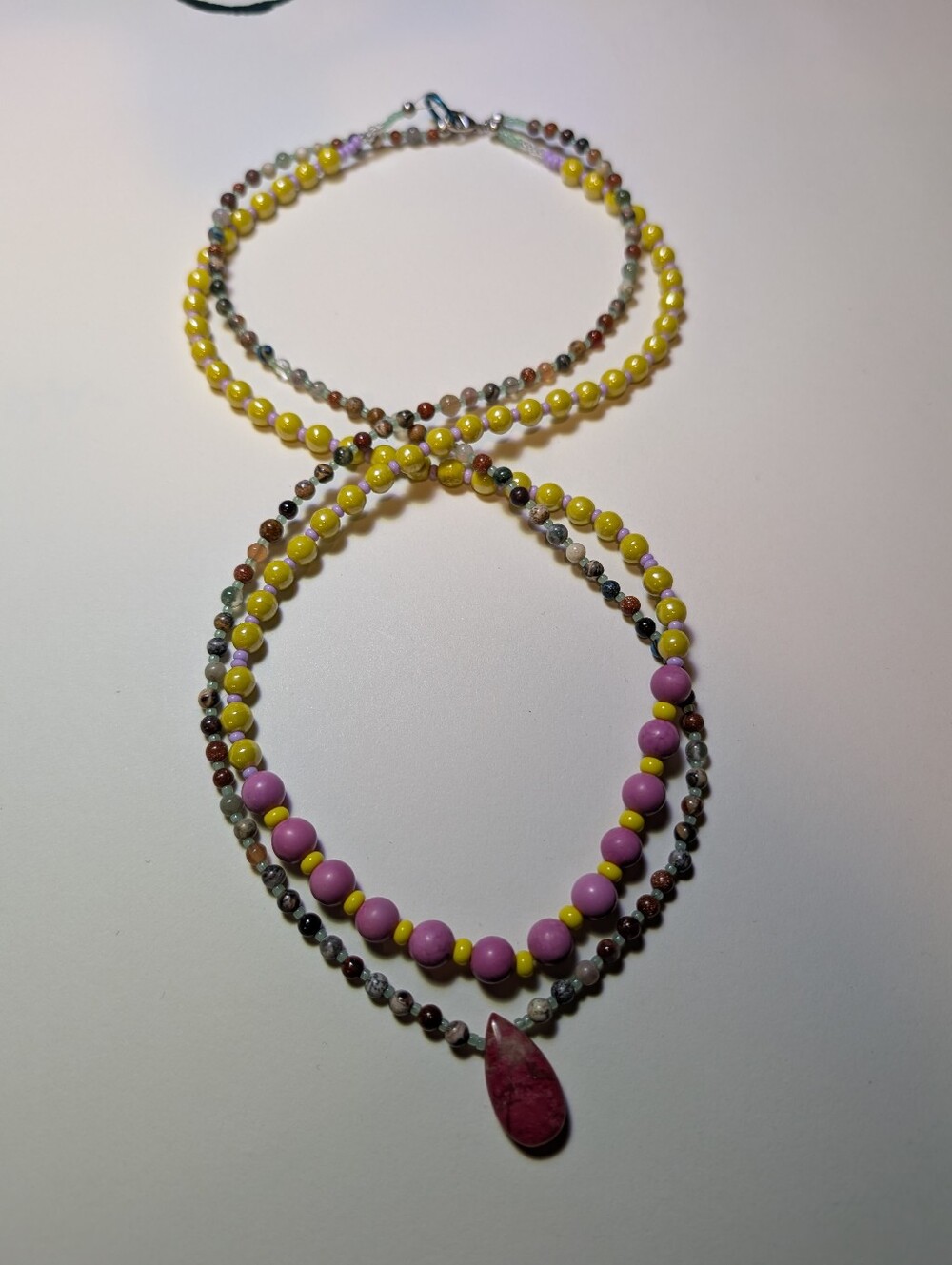Natural Stone/Czech Glass Layered Statement Piece - Picture 7 of 7